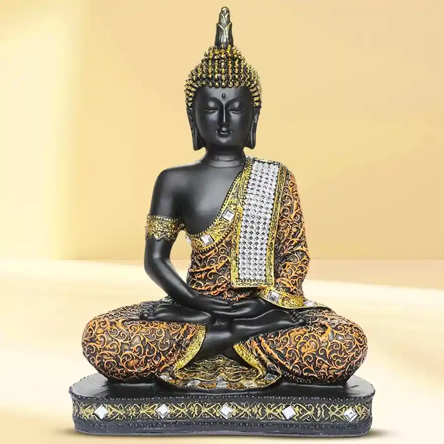 Serene sitting Buddha idol designed for home decoration and spreading warmth.