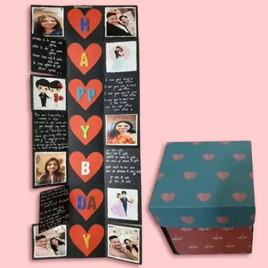 Cherished Memories Infinity Box showcasing personalized photos and messages for special occasions.