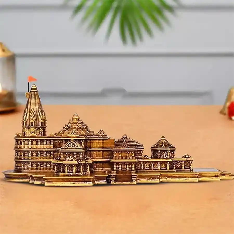 6-inch Ayodhya Ram Mandir miniature model in resin for home decor and gifts.