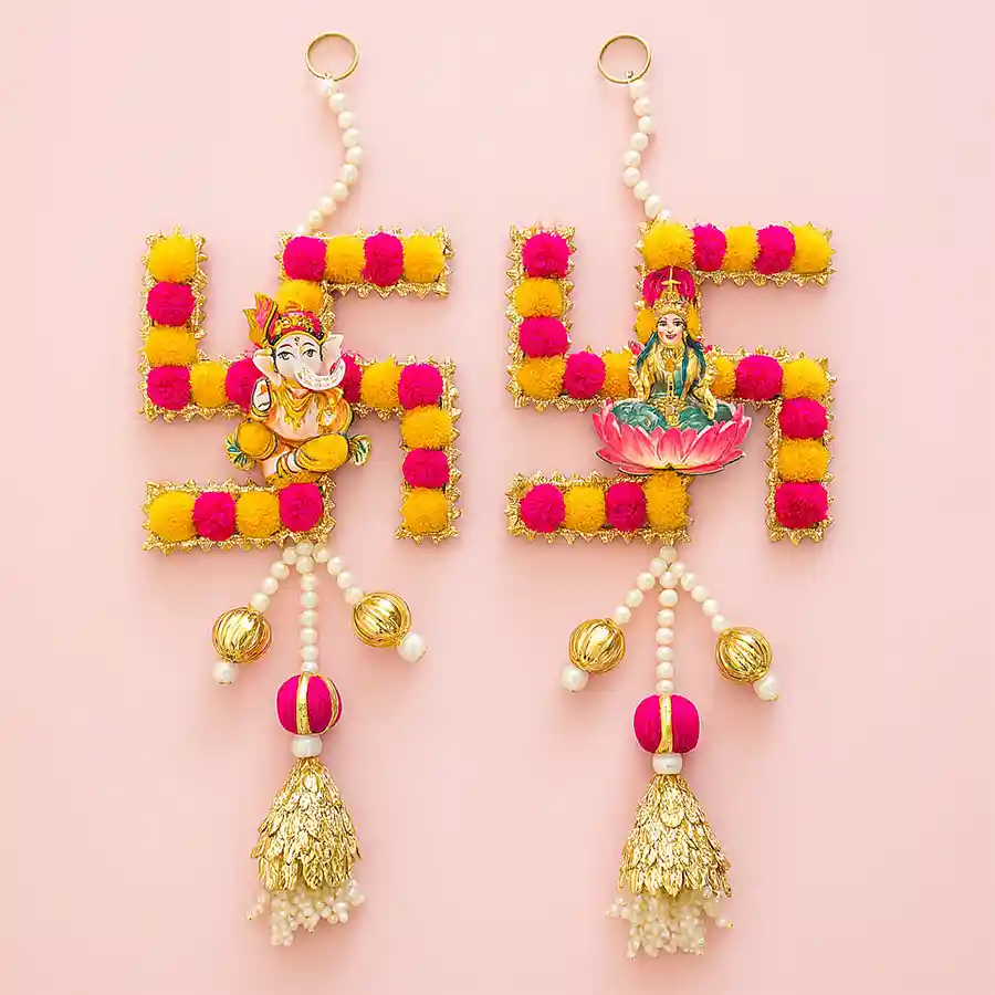 Premium Ganesh Laxmi Hanging Latkans for door decor.