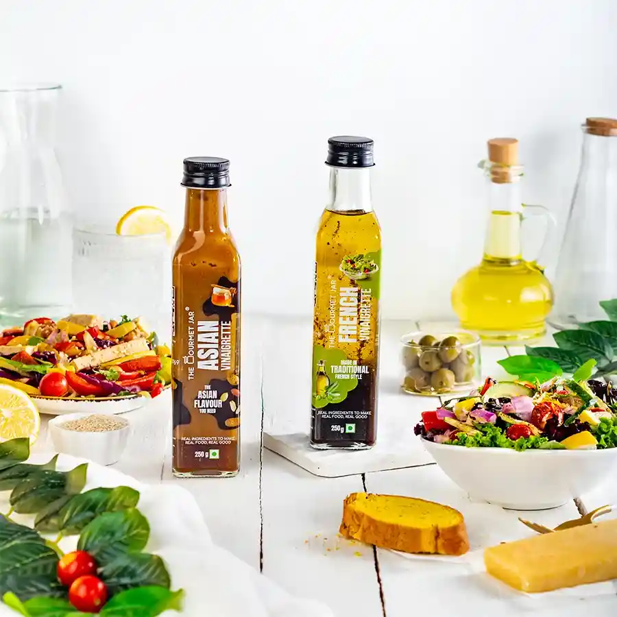 Culinary Vinaigrette Duo Delight featuring French and Asian vinaigrettes in a gourmet gift set.
