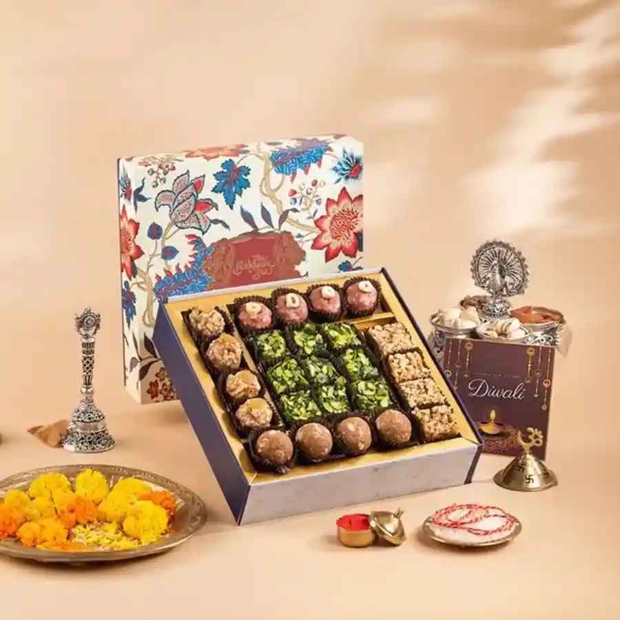 Handcrafted baklava gift hamper featuring a variety of flavors in a beautifully presented box.