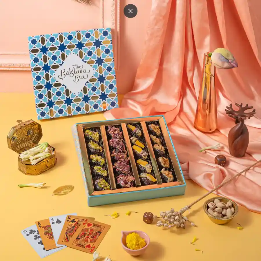 Gourmet Date Delights Holiday Box featuring assorted flavored dates.