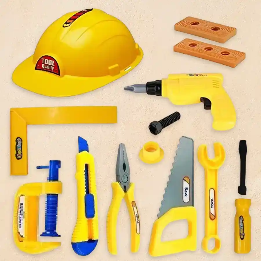 Colorful Junior Mechanics Tool Adventure Set for kids aged 3-7, featuring 12 engaging tools designed for imaginative play and learning.
