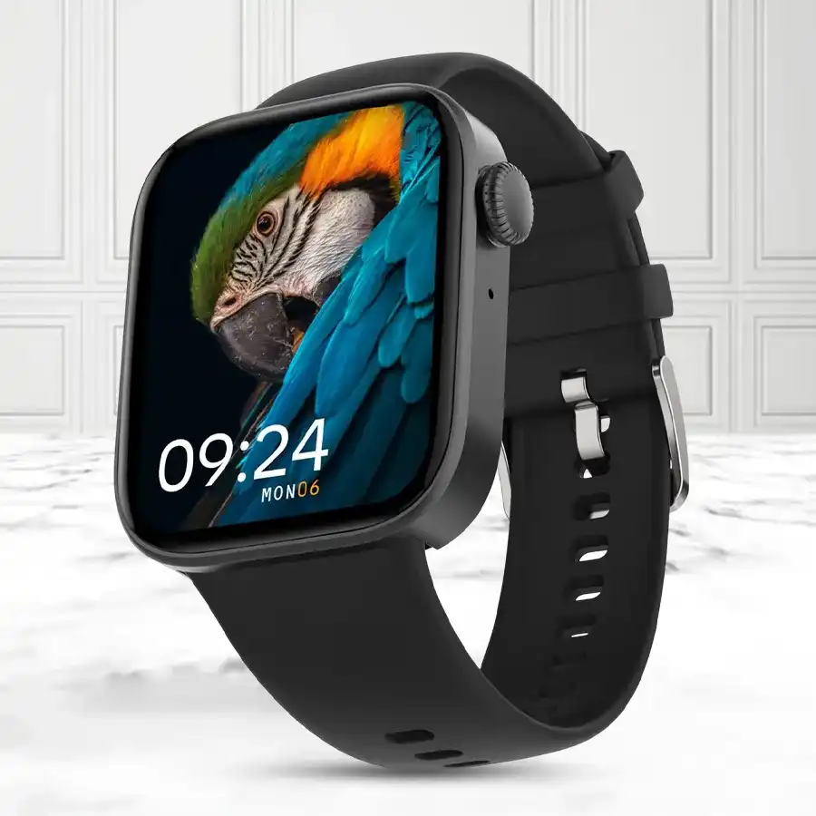 CrossBeats Ignite GRIT Bluetooth Black Smart Watch showcasing advanced features and stylish design.