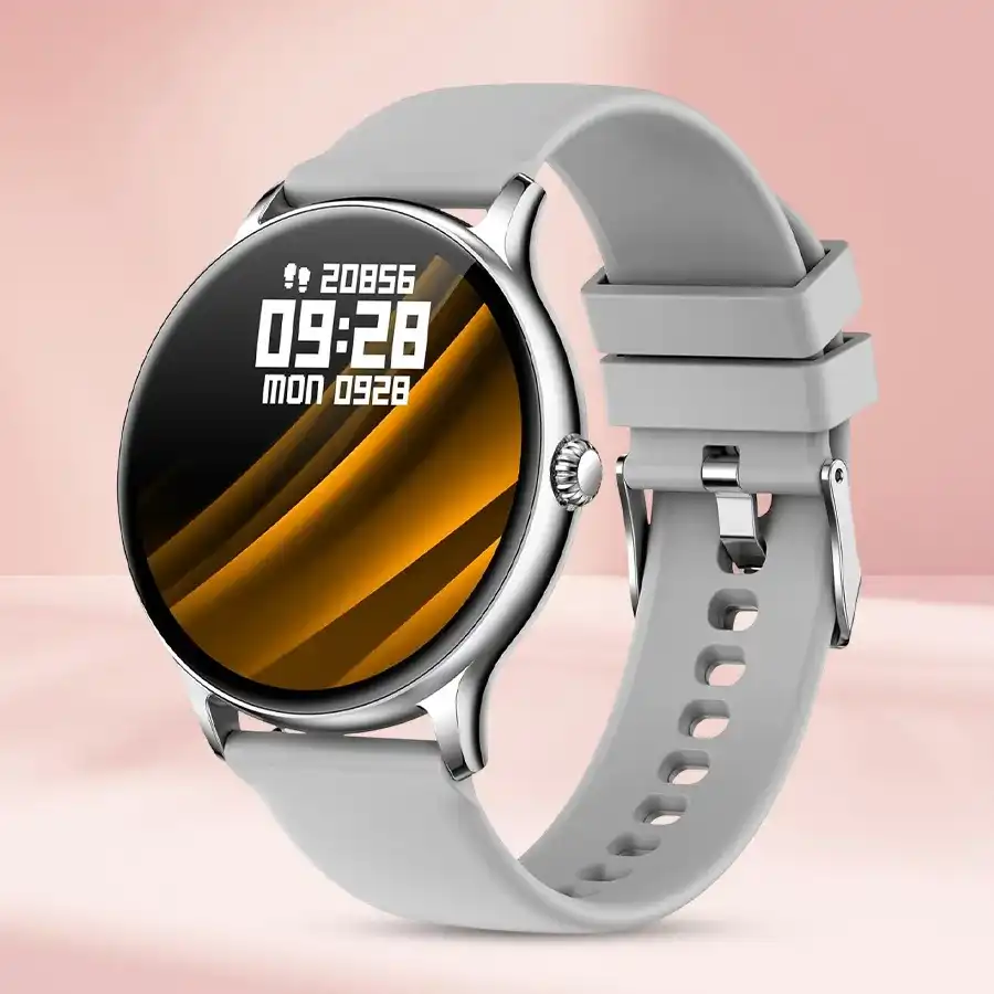 Fire-Boltt Phoenix Silver Grey Bluetooth Smart Watch with fitness tracking features and sleek design.