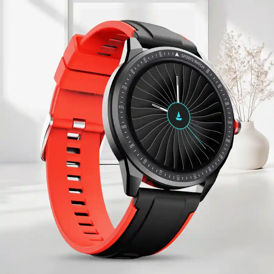 Moon Red boAt Flash Edition Smartwatch with activity tracker features.