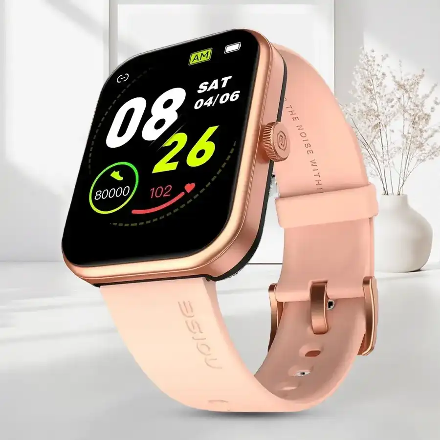 Superb Noise Colorfit Pulse 2 Max Smart Watch in pink with fitness tracking features.