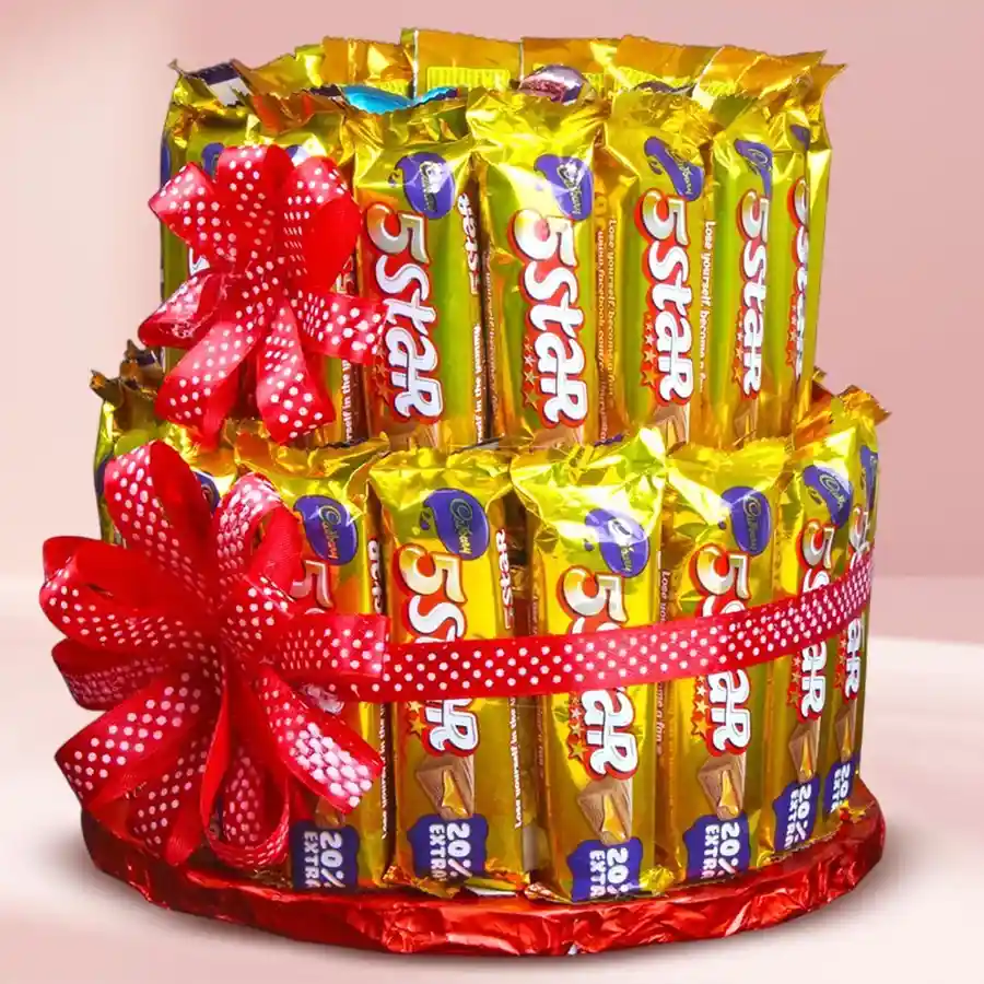 Two-tier arrangement of 24 Cadbury 5 Star chocolates, elegantly presented.