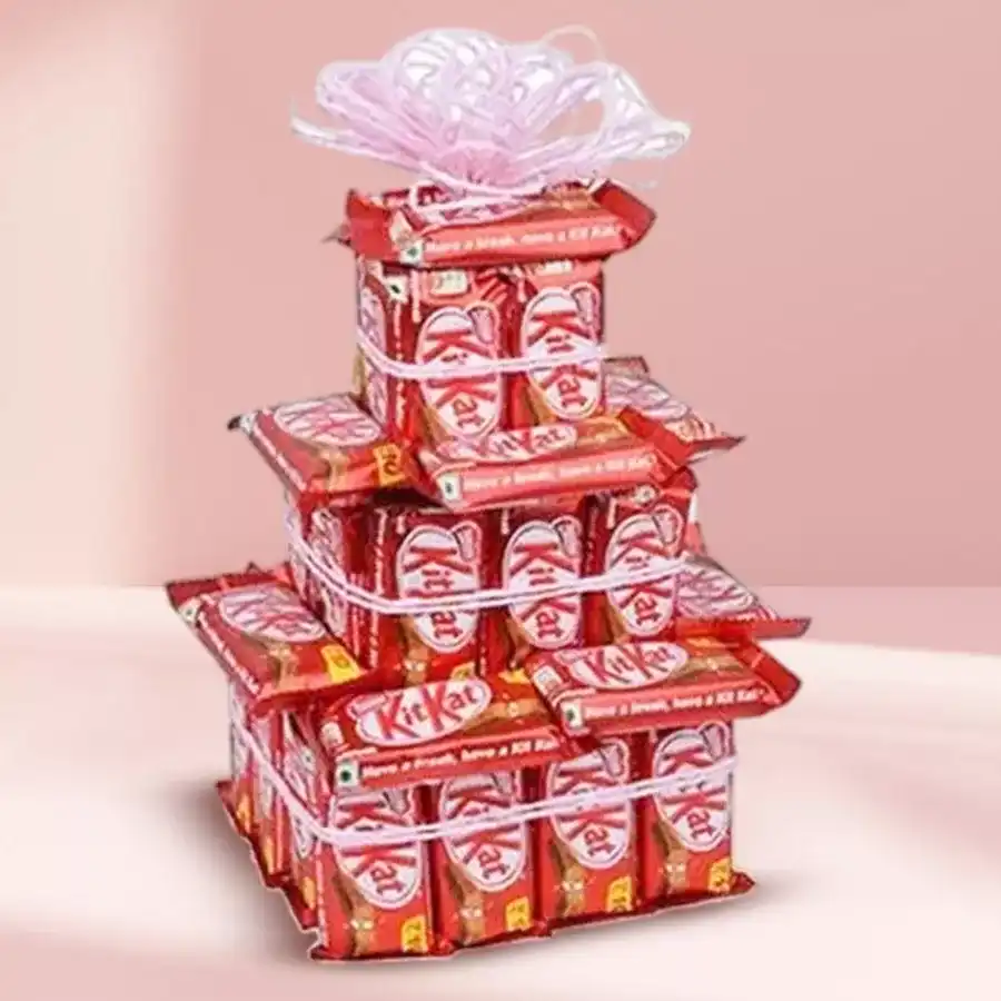 3 Tier Arrangement featuring 45 pieces of Nestle Kitkat chocolate bars.