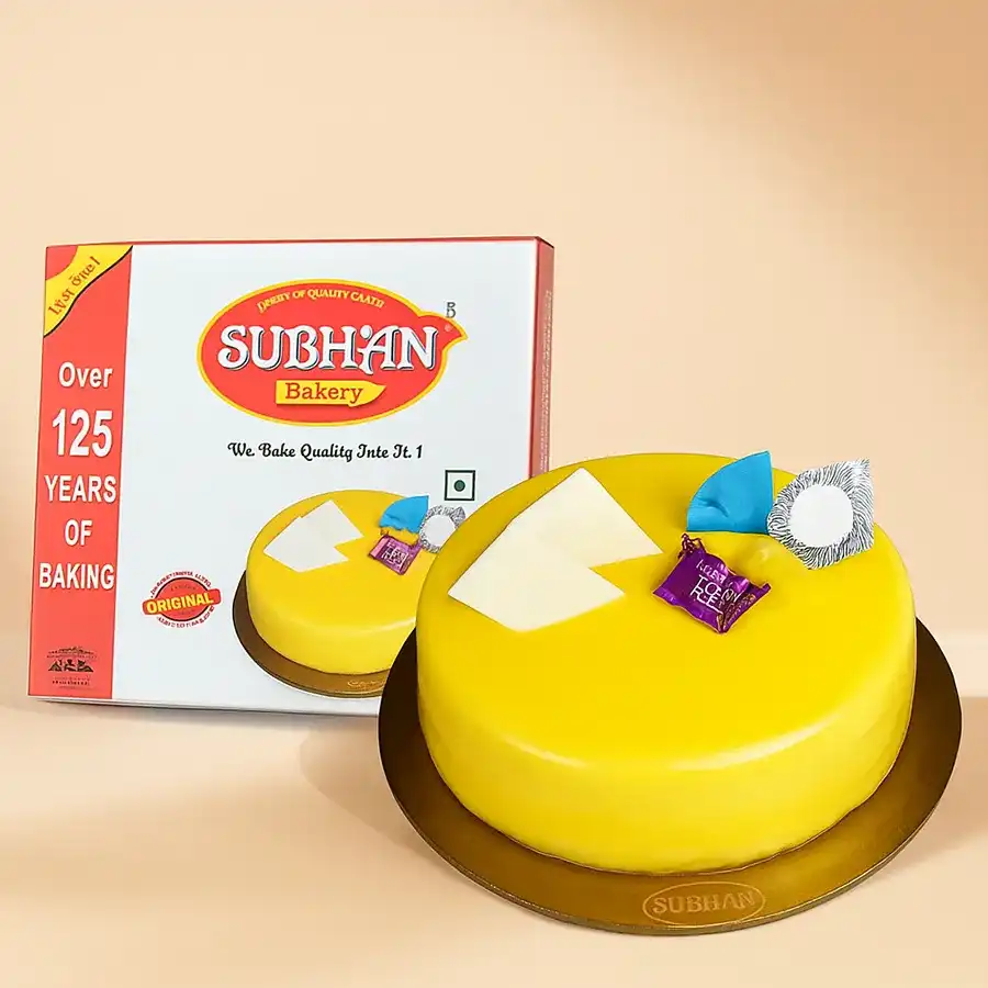 Tropical Mango Bliss Cake from Subhan Bakery, vibrant and decorated, perfect for celebrations.