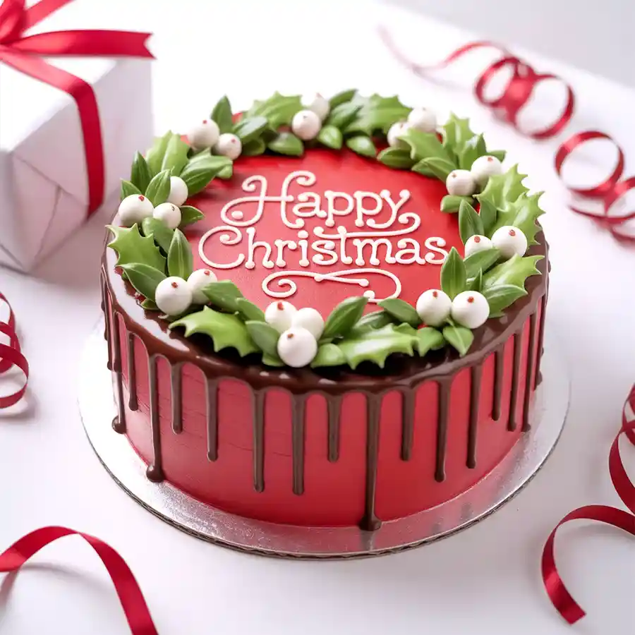 A delightful 1 lb strawberry cake perfect for Christmas celebrations, symbolizing love and festivity.