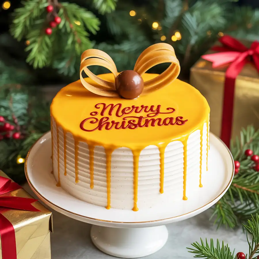 A festive butterscotch cake designed for holiday celebrations, 1 lb of rich flavor and joy.