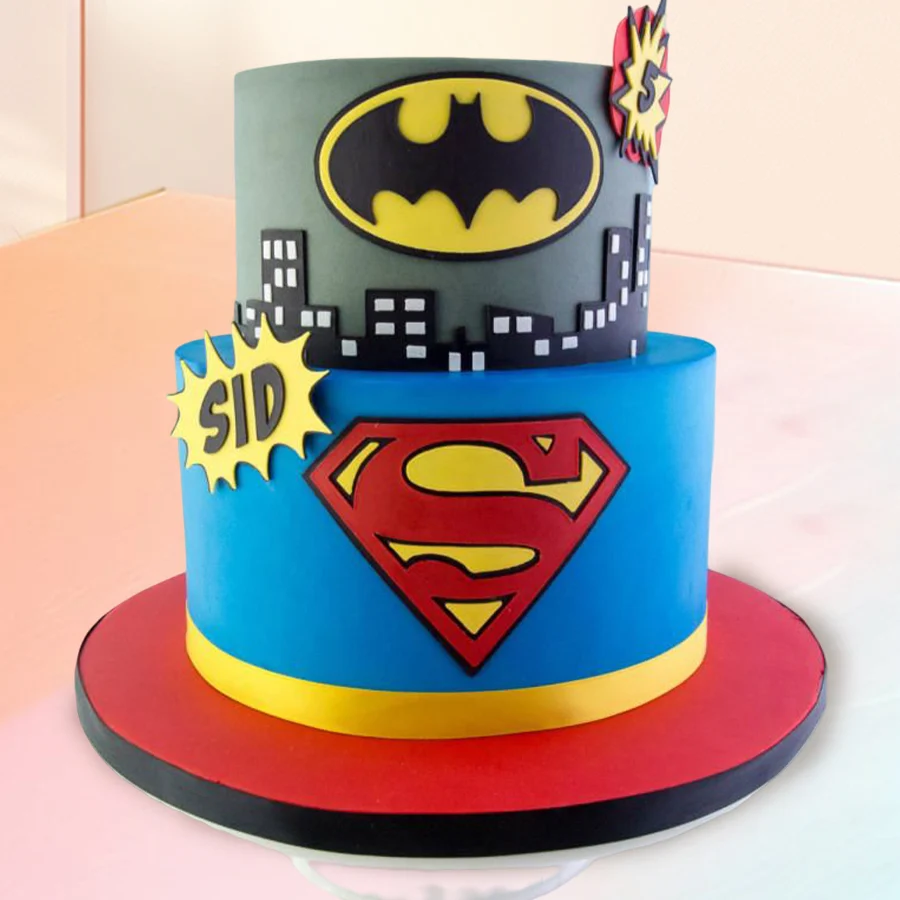 Exceptional 2 Tier Super Hero Cake for birthdays, weighing 5 kg.