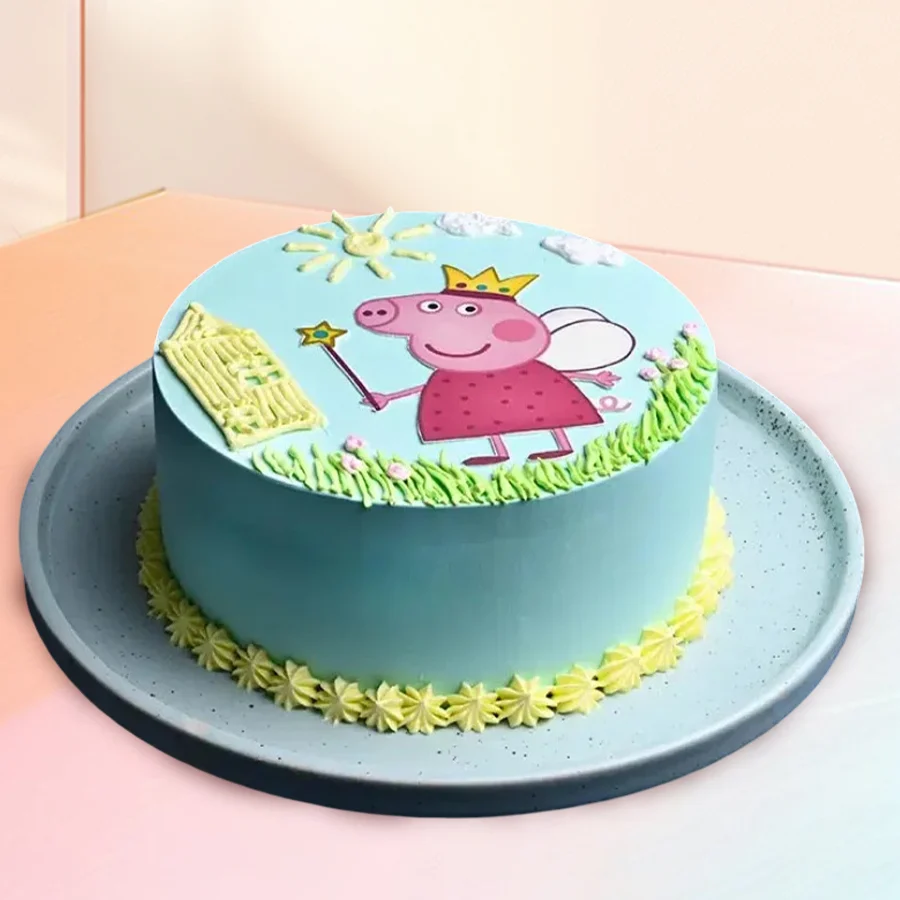 Peppa Pig themed eggless cake weighing 2.2 lbs for kids' celebrations.