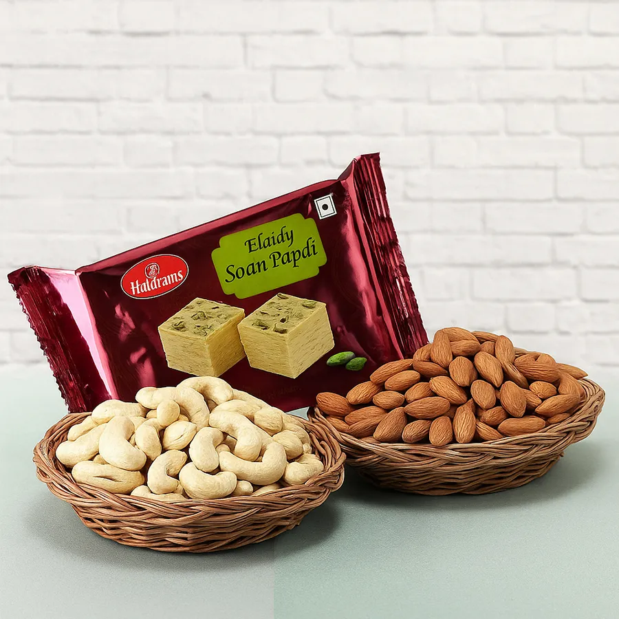 Haldiram Soan Papdi with almonds and cashews, perfect Mother's Day gift.