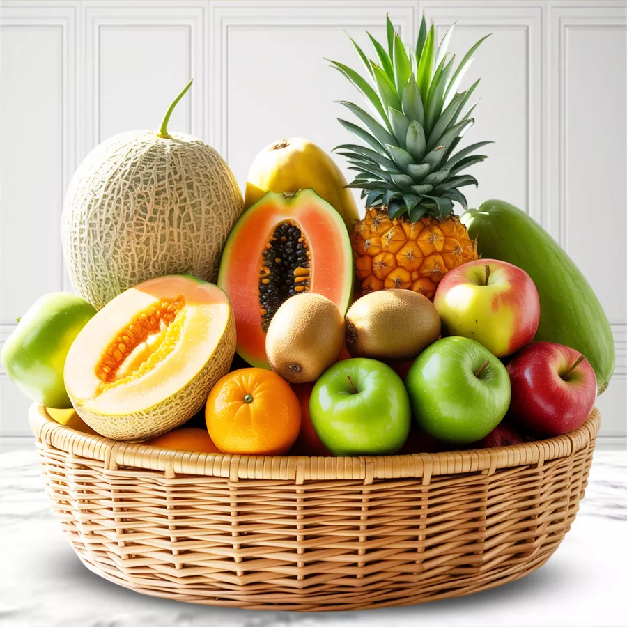Joyful Mother's Day Fruit Basket, 5kg of fresh fruits for celebrating mom.