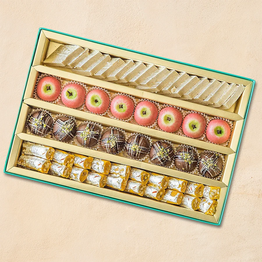 Haldiram's Gourmet Sweet Assortment featuring premium assorted sweets in a 1/2 kg package.