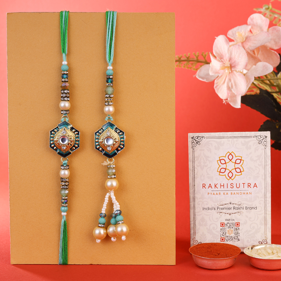 Elegant Rakhi Set for Brother and Sister-in-Law