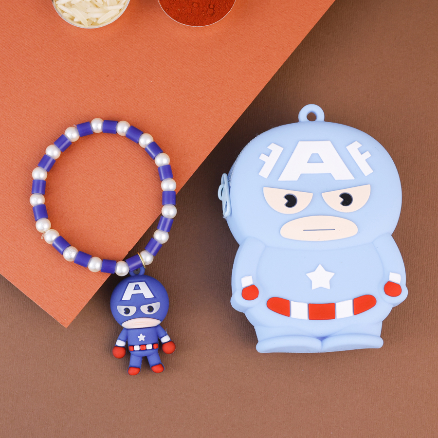 Marvelous Rakhi Gift Set featuring Captain America
