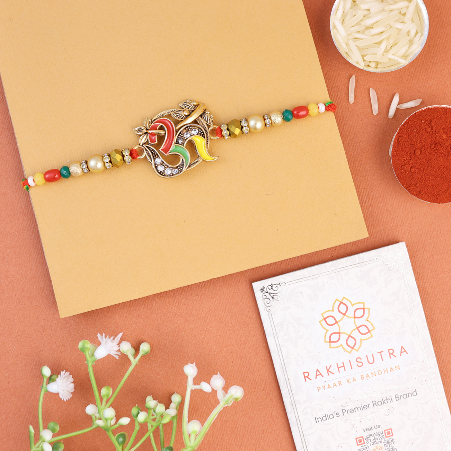 Elegant Ganesh Rakhi gift set with Roli Tika
