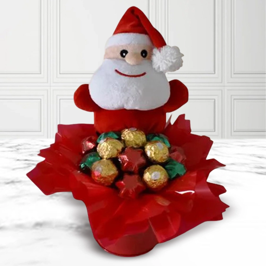 Santa Claus bucket filled with 24 handmade chocolates
