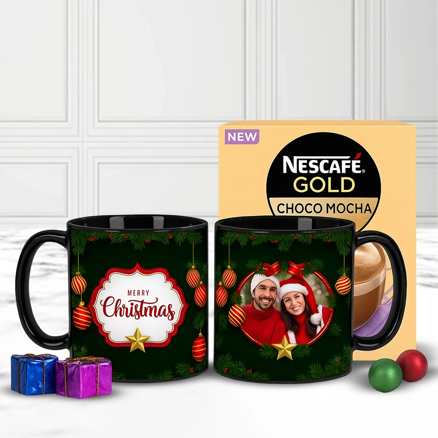 Ideal Personalized Gift set featuring Nescafe Gold Choco Mocha sachets and a Magical Merry Christmas Mug