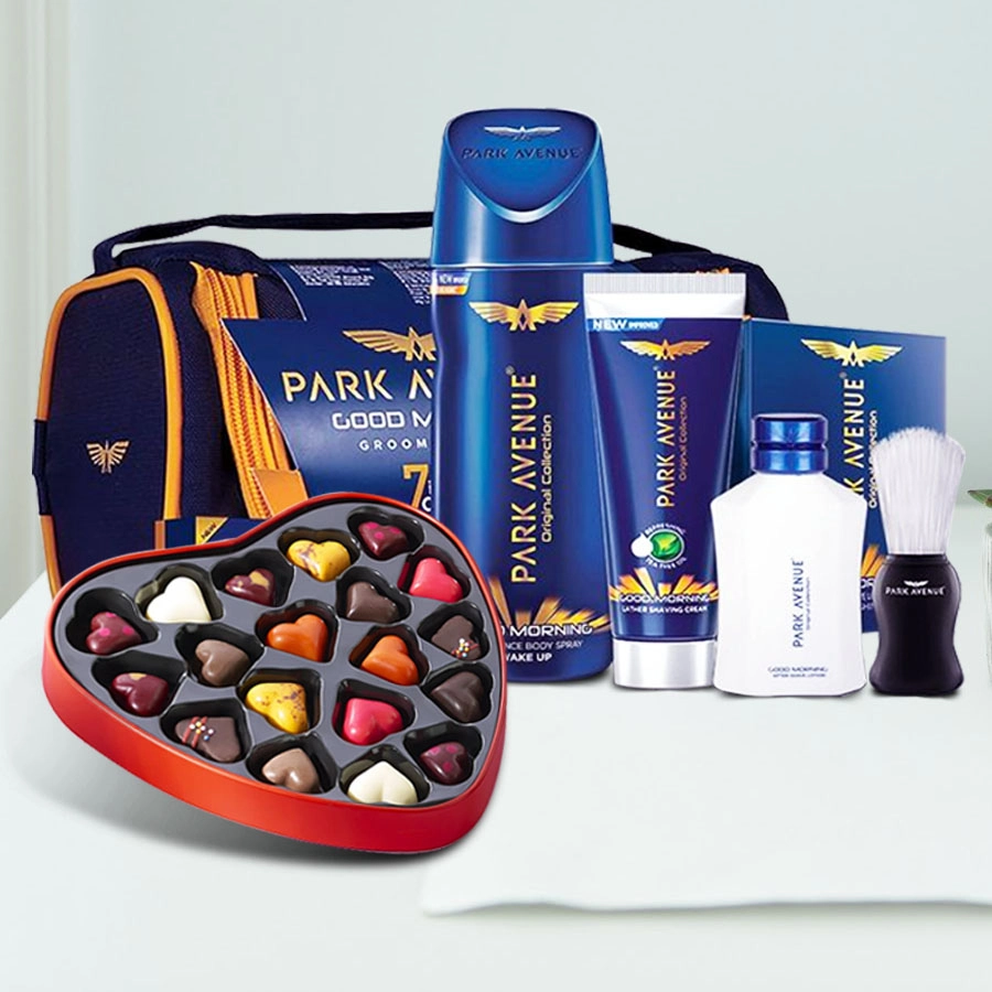 Lovely Grooming Set and Handmade Heart-Shaped Chocolate Combo for Valentine's Day