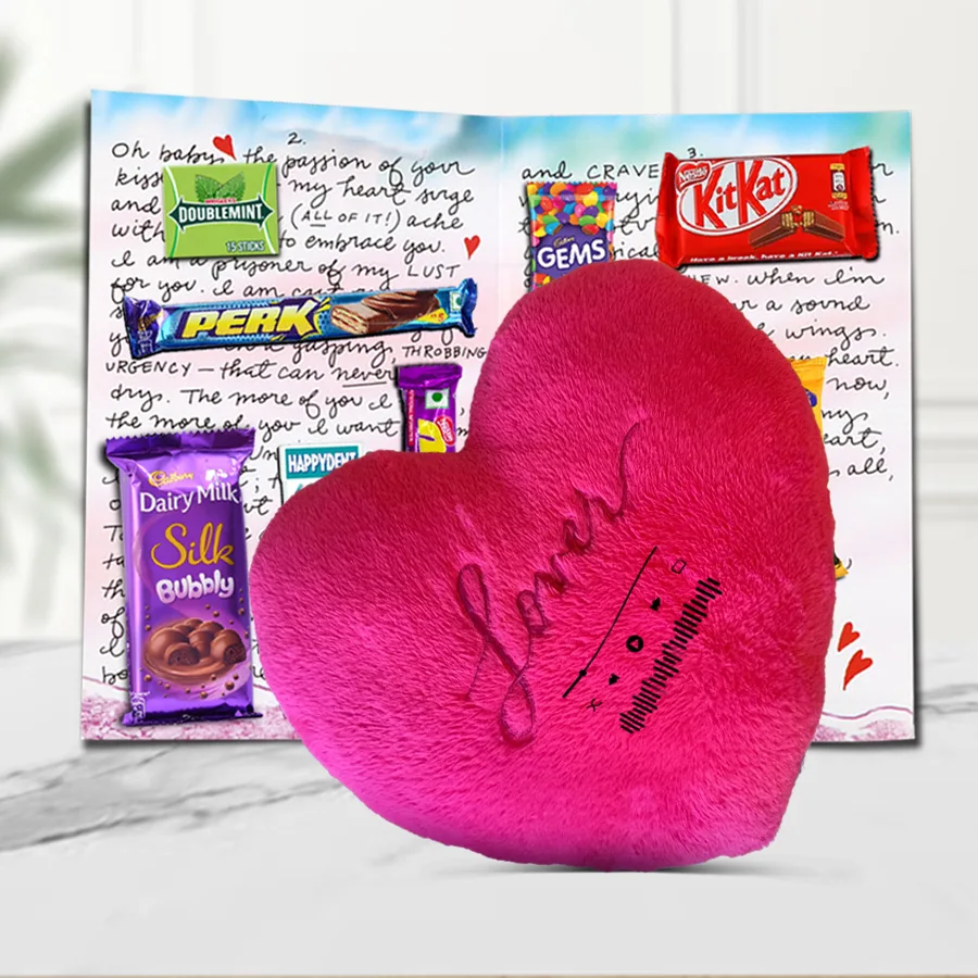 Ravishing chocolate message card with assorted chocolates and an ILU singing heart