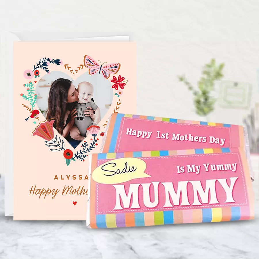 Personalized Cadbury Dairy Milk Silk chocolate bar for Mom with a wishes card