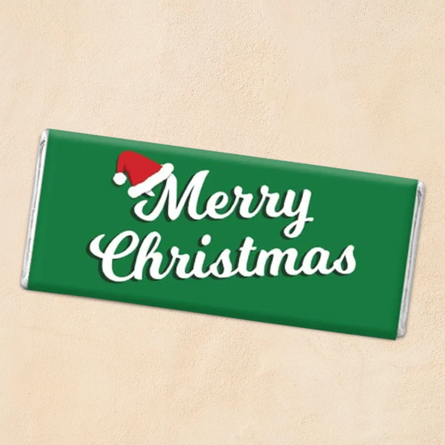 Personalized Christmas chocolate wrap featuring Santa Claus design with a Cadbury Dairy Milk Silk chocolate bar