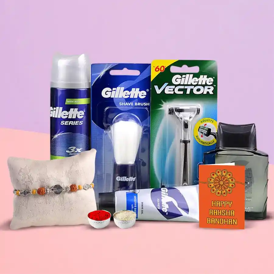 Refreshing Gillette shaving pack with Rakhi, Roli, and Tilak Chawal