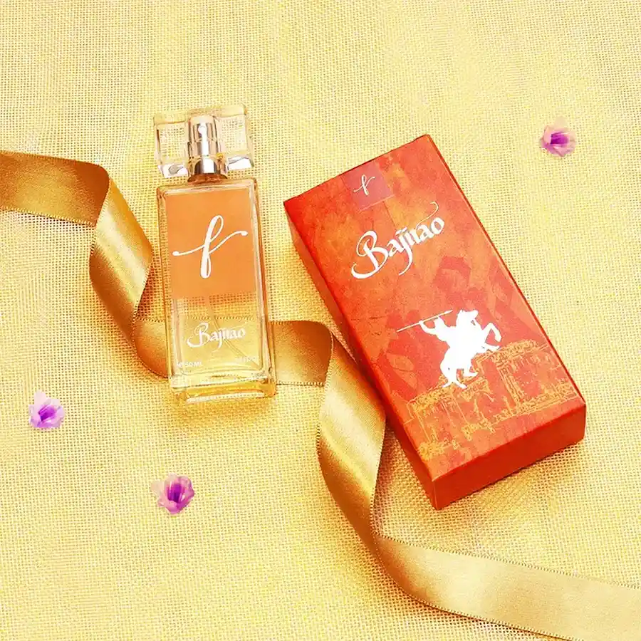 Bajirao Essence Royalty in a Bottle fragrance bottle with a luxurious design and elegant packaging