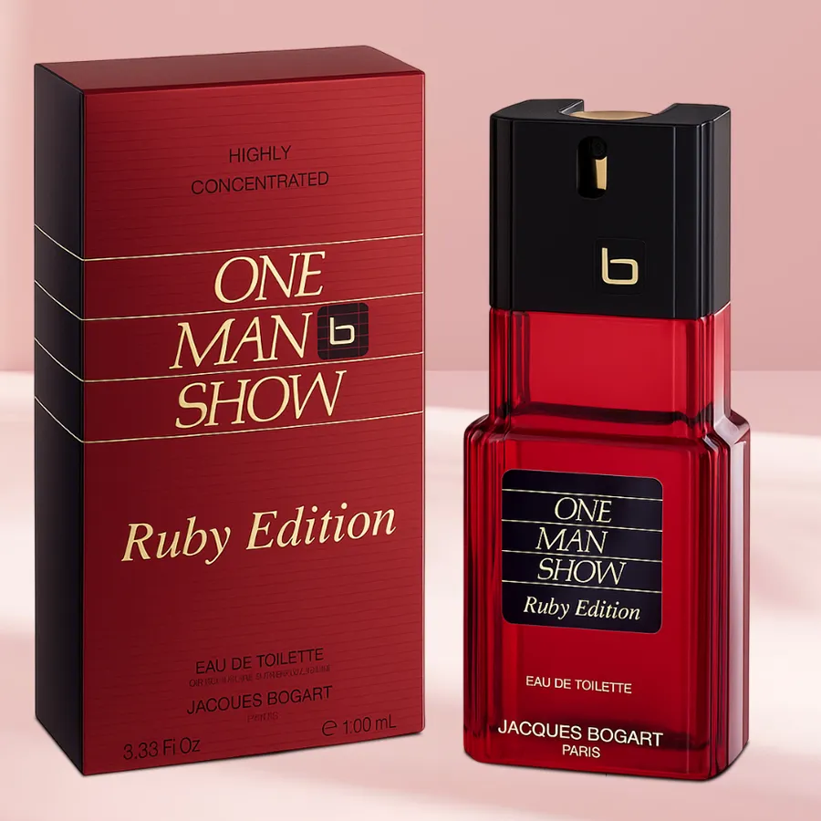 Bogart One Man Show Ruby Edition Perfume for Men 3.4 oz bottle with a stylish design