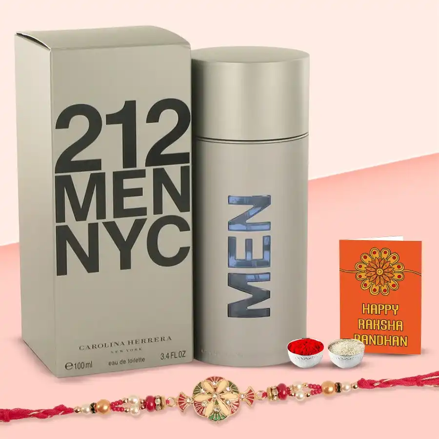 Aromatic Carolina Herrera 212 NYC Men's Deodorant spray in a stylish bottle, set against a sleek background.