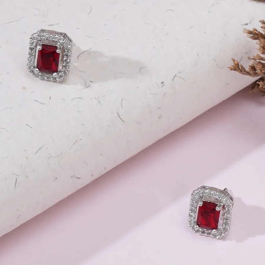 Fiery Red Stone Studs
