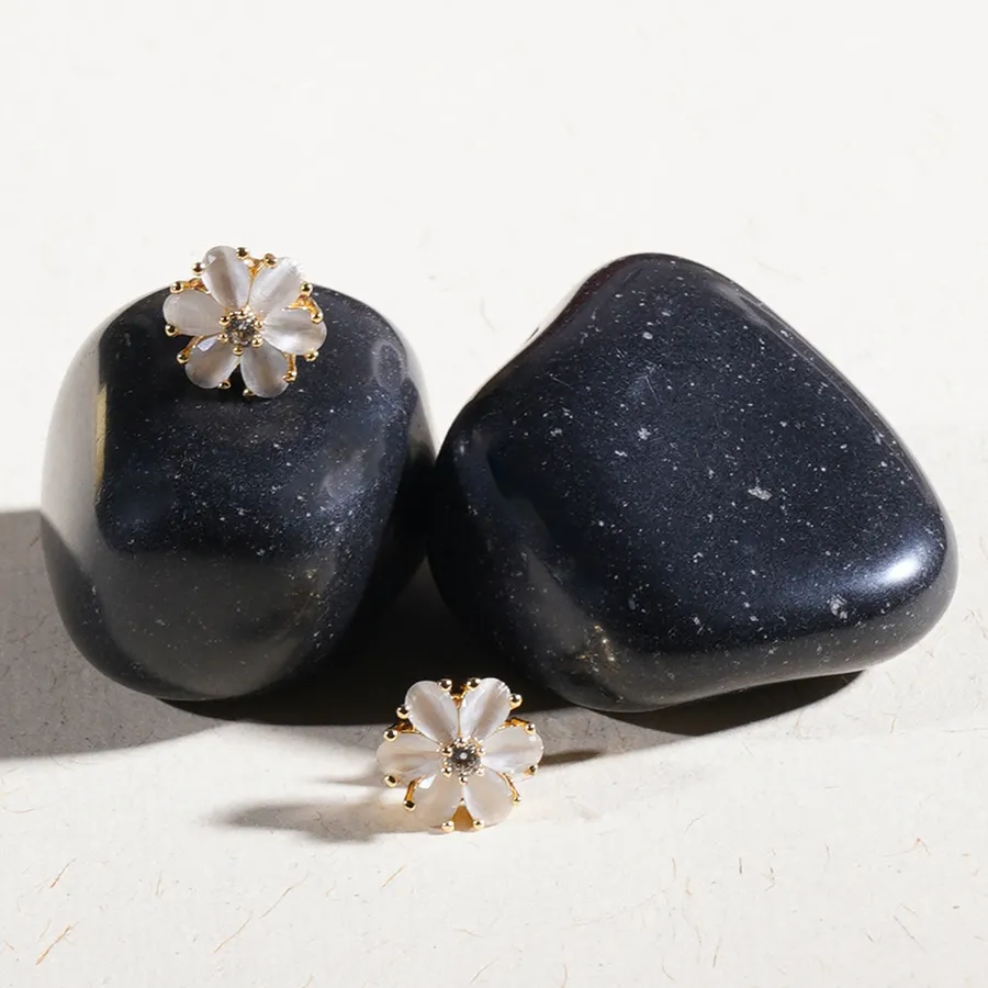 Floral Stone Stud Earrings