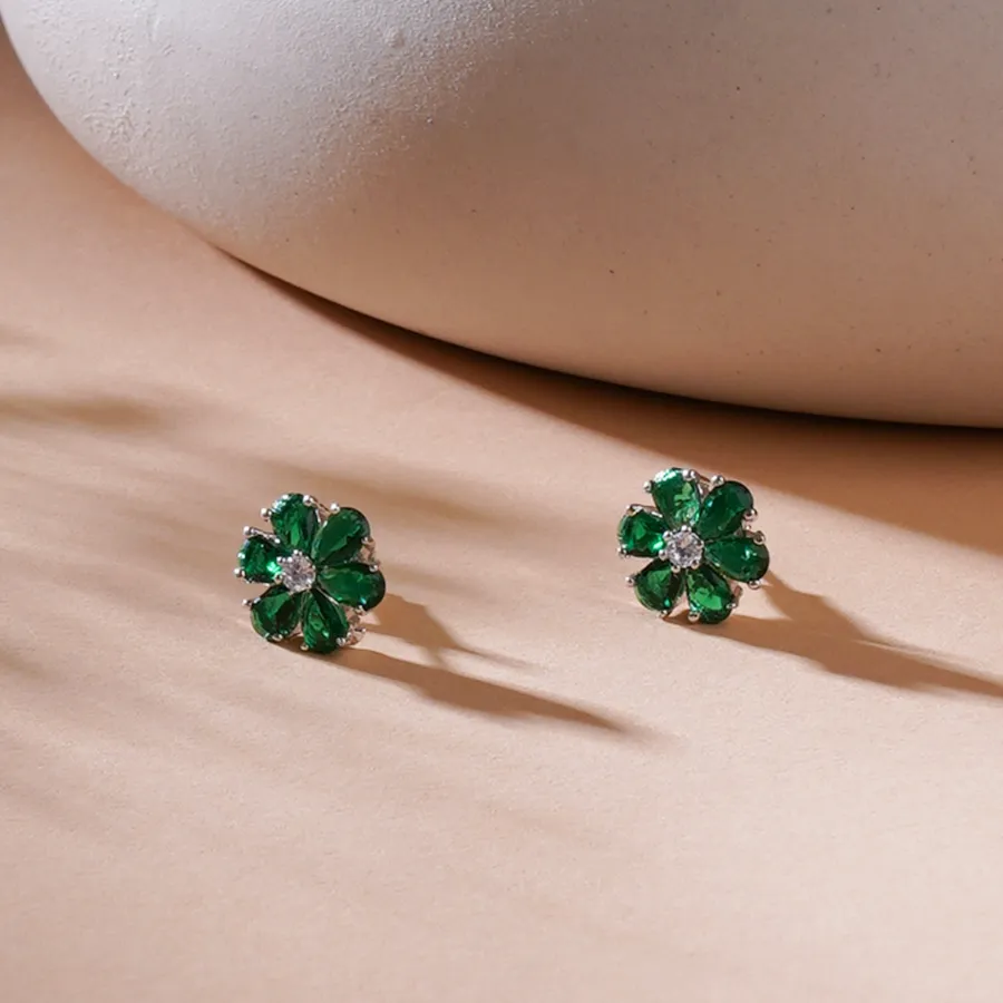 Vibrant Green Floral Earrings