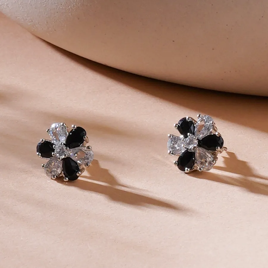 Classic Floral Design Stone Earrings