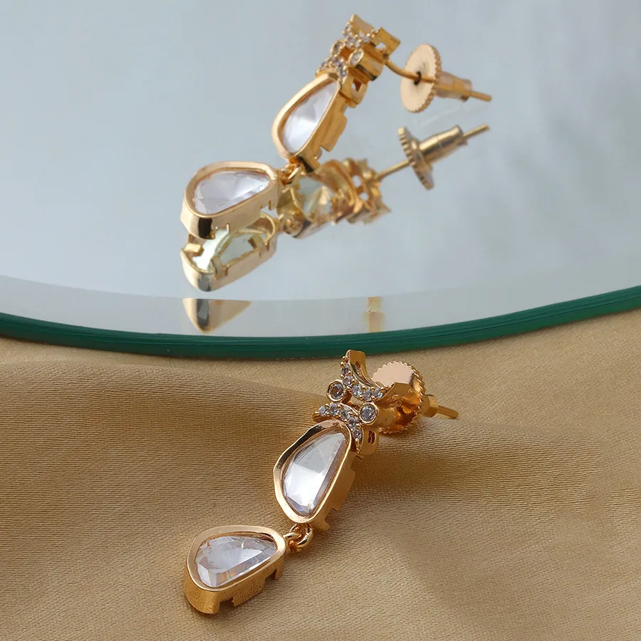 Glamorous Diamond Gold Dangles