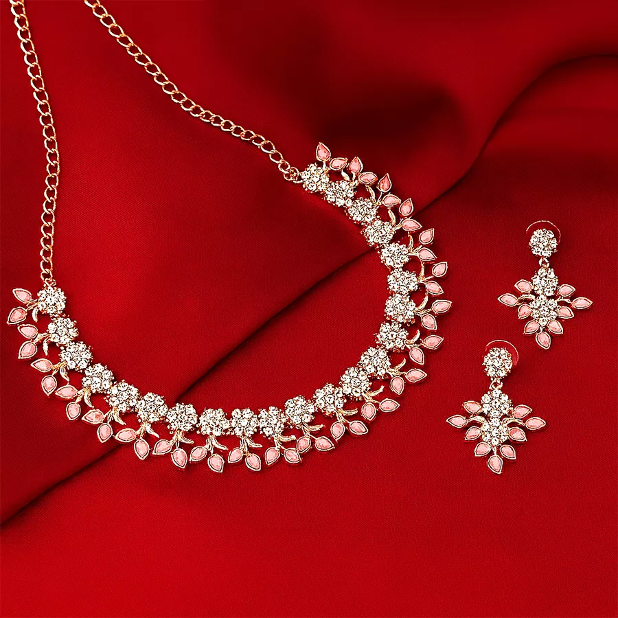 Graceful Gold Plated Crystal Jewellery Set