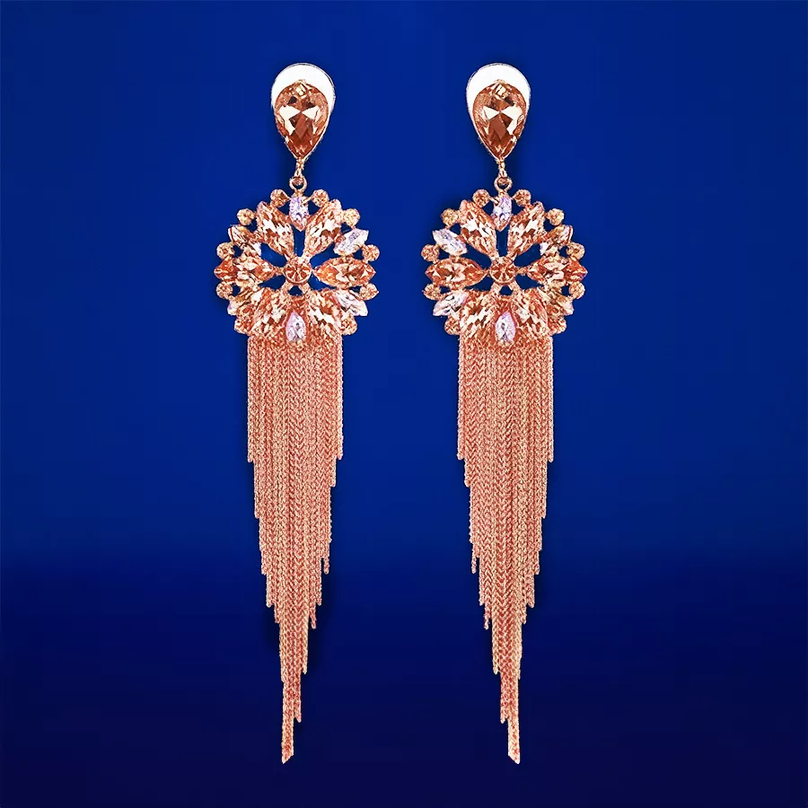 Fancy Crystal Tassel Earrings