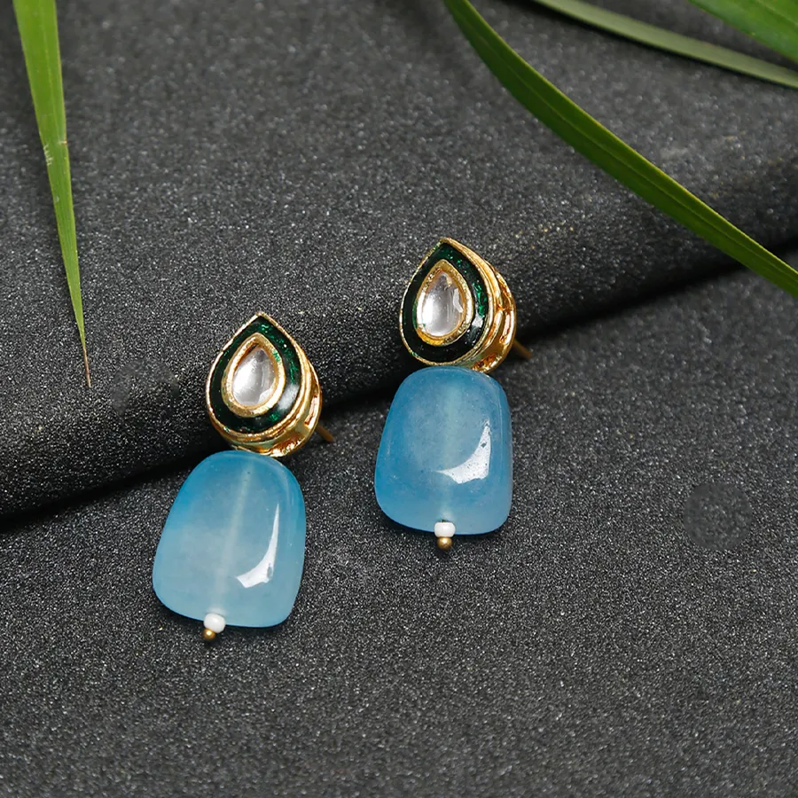 Blissful Sky Blue Kundan Earrings