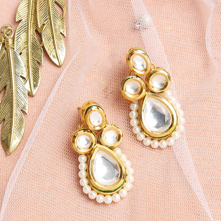 Graceful Kundan Drop Studs