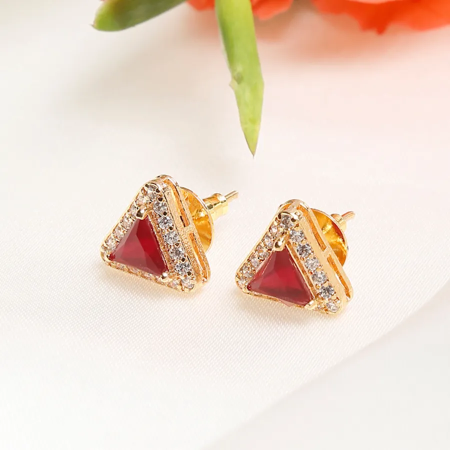 Sparkling Maroon Diamond Studs