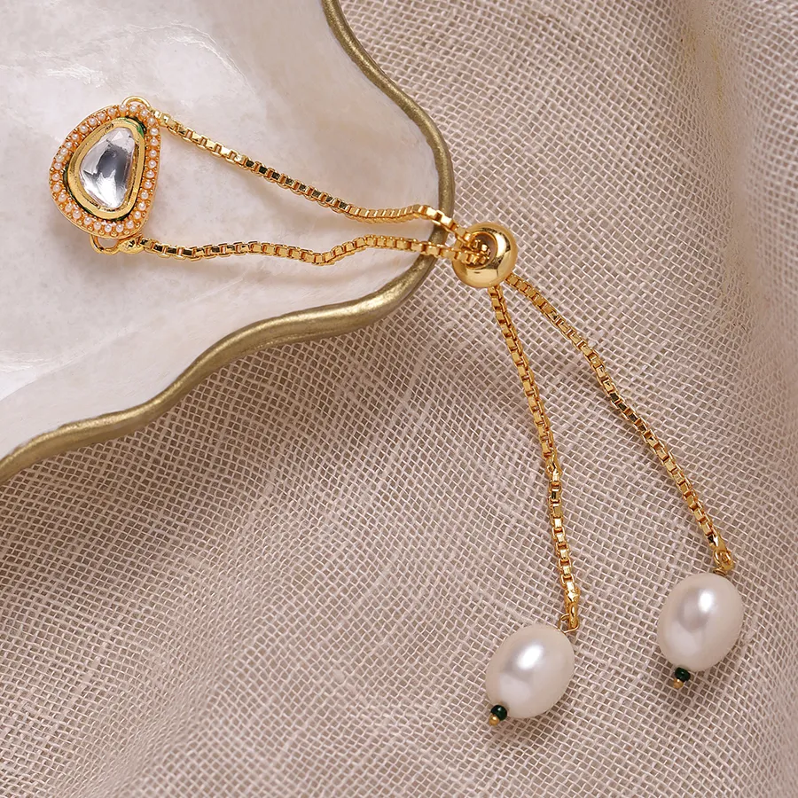 Luxe Brass Kundan Charm Bracelet