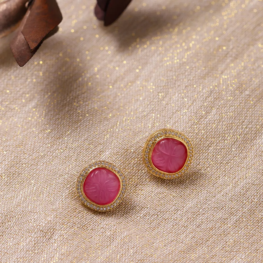 Delicate Blush Stone Studs