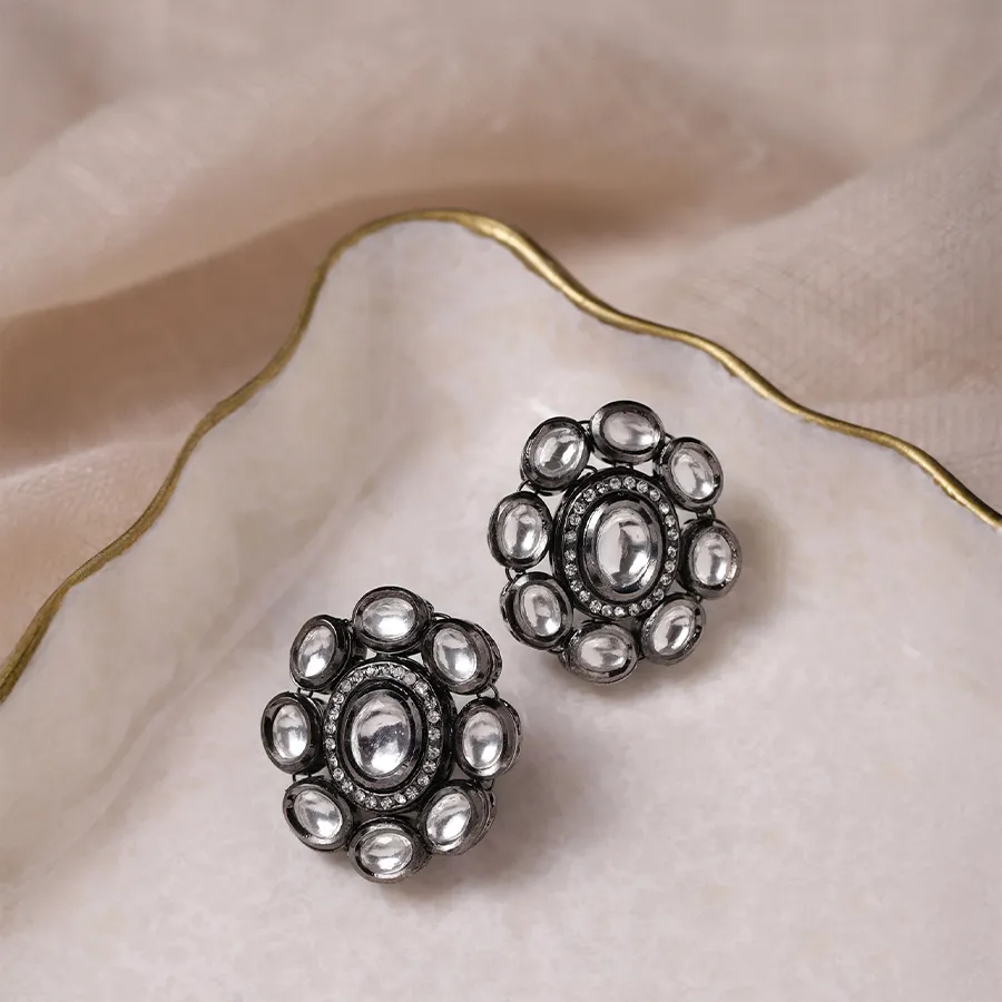 Sophisticated Silver Black Studs