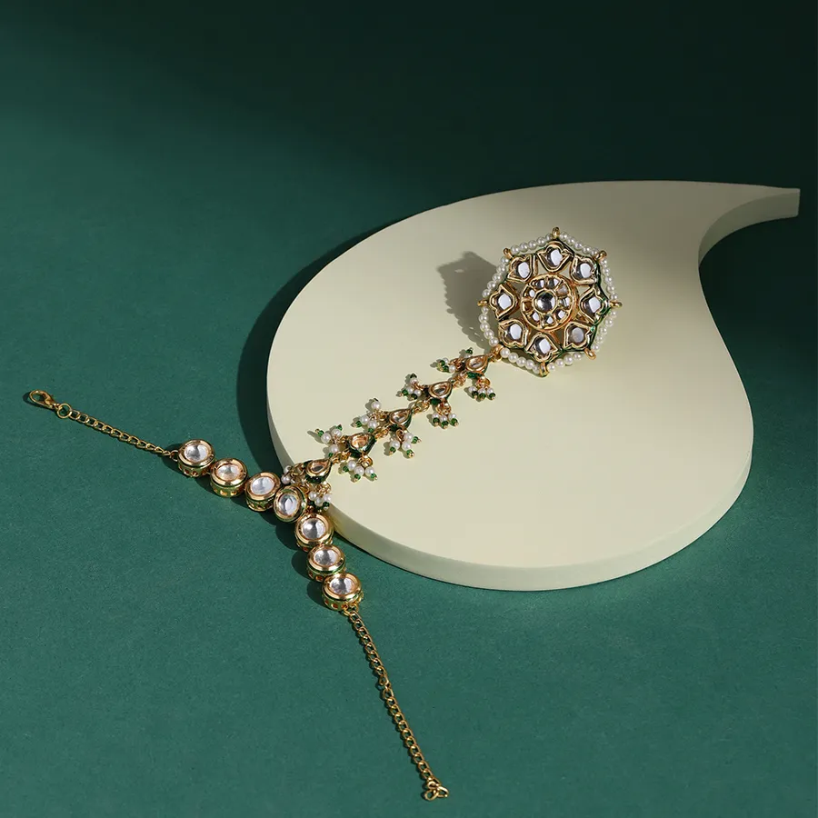 Chic Kundan Hand Jewelry