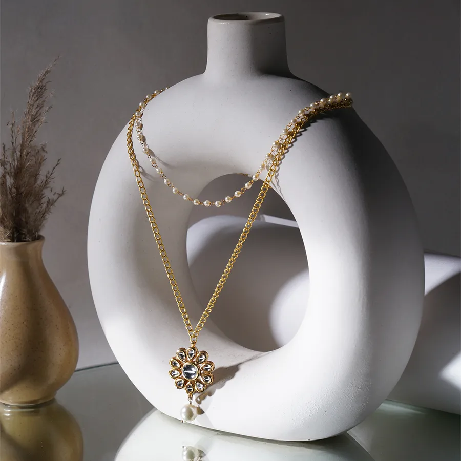 Glimmering Gold Pearl Necklace